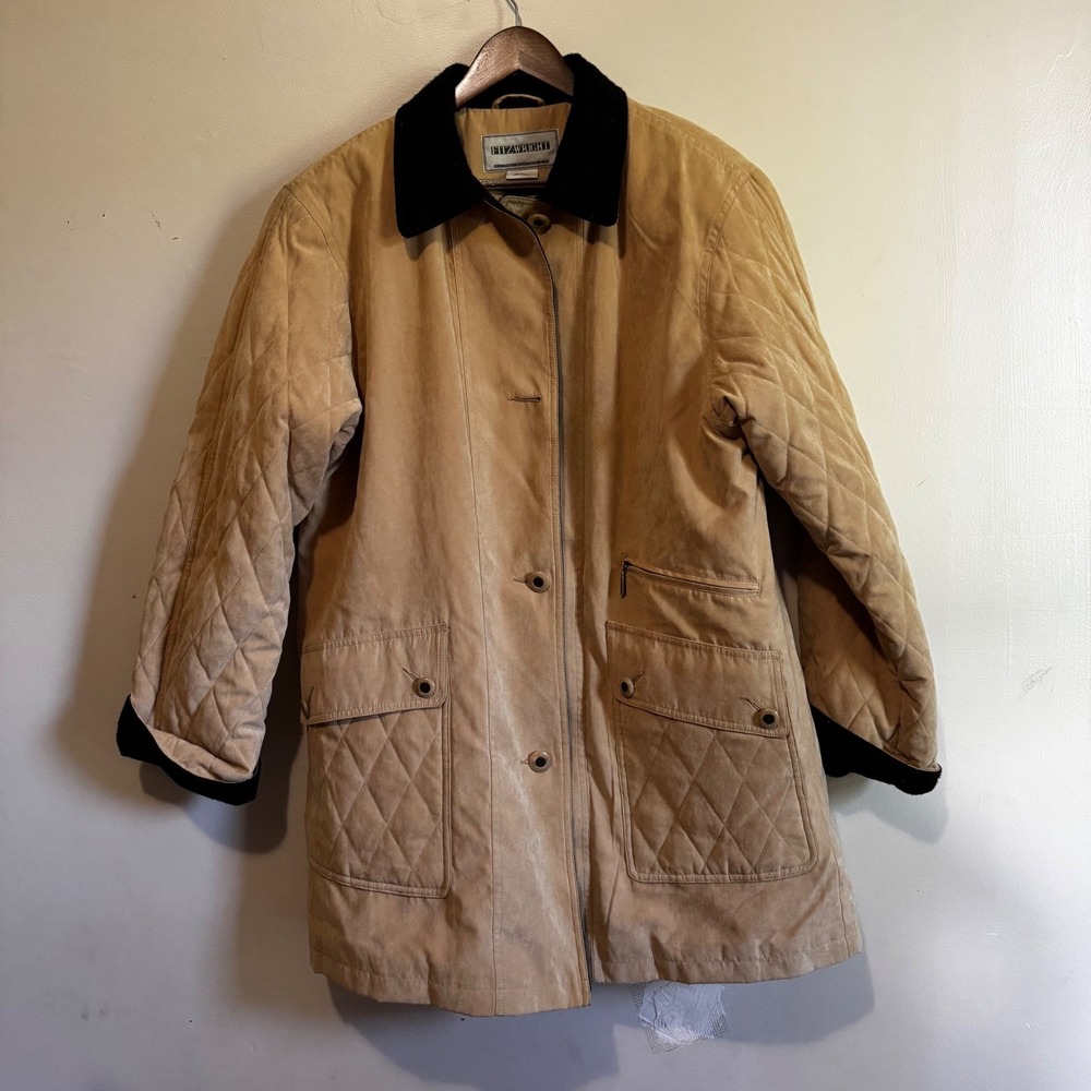 Vintage Men's Large Tan Quilted Barn Coat Field Coat Wool Blend